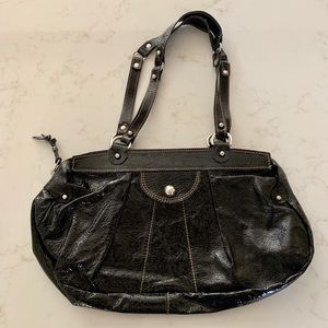 Black patent  leather handbag